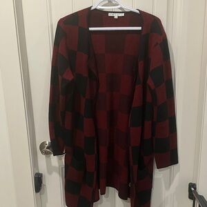 CLEO Cardigan Coatigan Long RED BLACK XLP